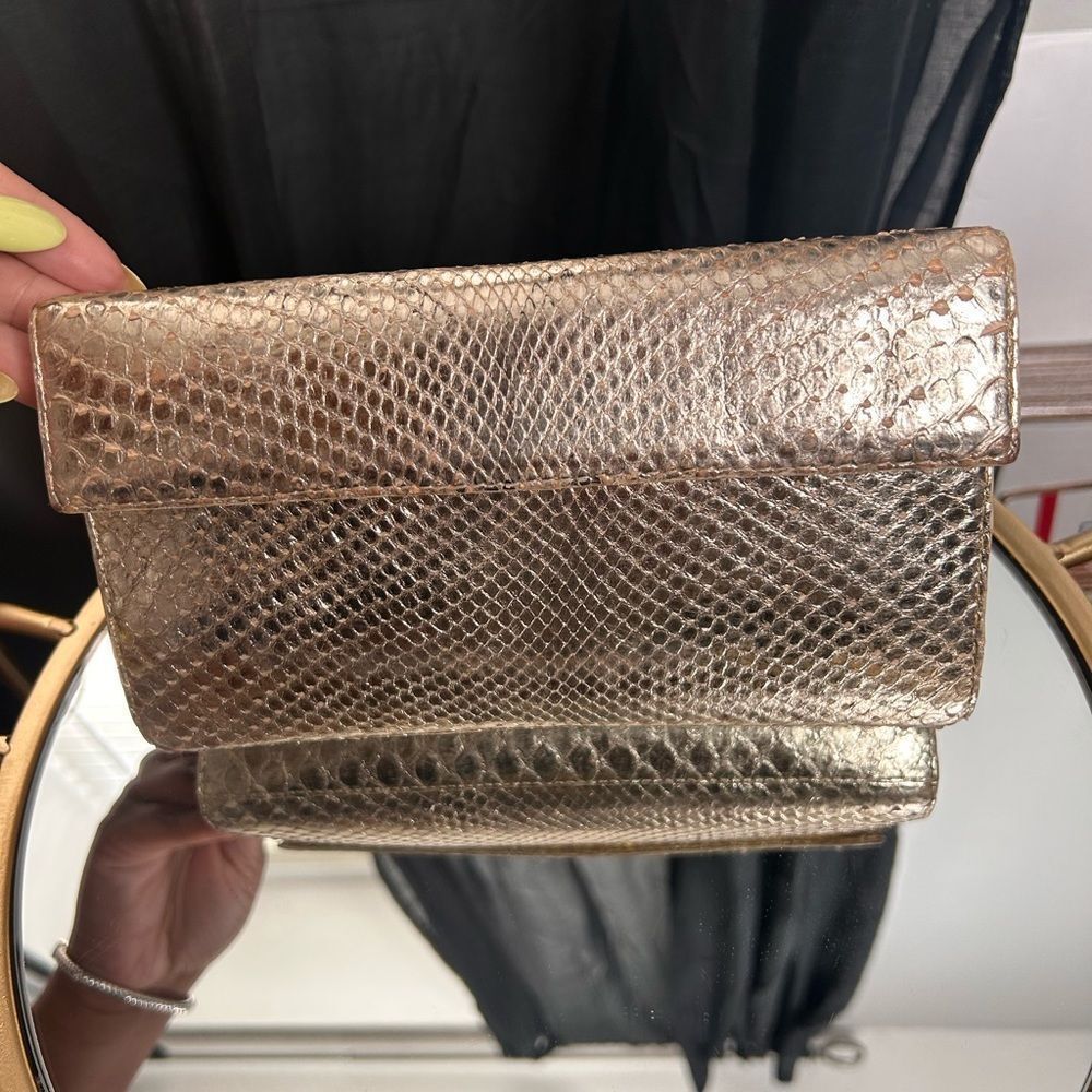 Nancy Gonzalez Python Metallic Clutch